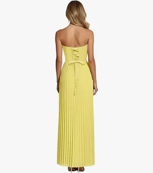 White Maxi Formal Dress With Pleated Design thumbnail 2