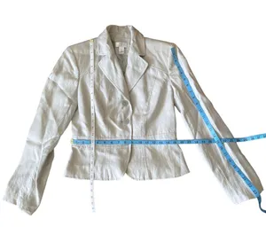 Loft ANN TAYLOR Blazer Khaki Light gray Size 4 Silk Linen Business Formal thumbnail 9