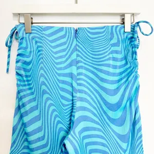 Zara Pants Size XS Blue Satin High Rise Side Tie Flare Leg Trouser 90s Blokette‎ thumbnail 9
