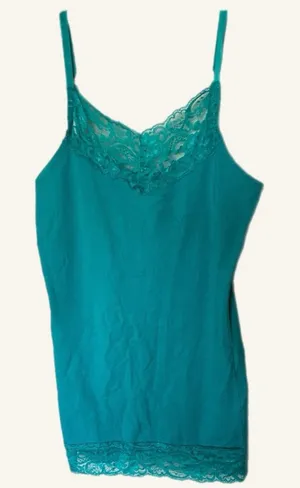 Women's Size‎ medium White Camisole Tank Top With Lace Trim thumbnail 1