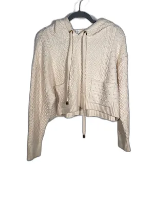 Zara Womens Cream Knit Sweater Hoodie Sweatshirt Small thumbnail 2