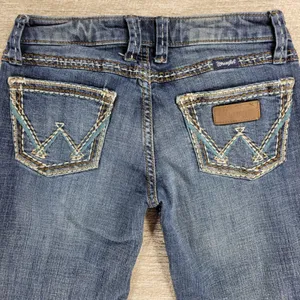 Wrangler Retro Low Rise Boot Cut Jeans Size 0/34 Tall Medium Wash Denim Western thumbnail 6