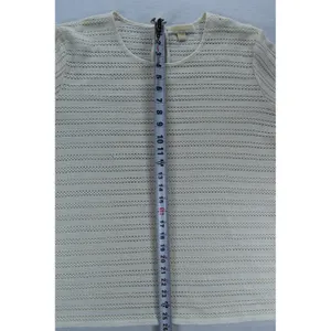 Michael Kors Cream Open Knit Ruffle Cuff Sweater XL Off White Long Sleeve Top thumbnail 8