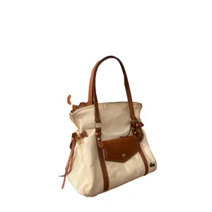 DOONEY & BOURKE Smith Bag *AS IS Nylon Leather Cream Color Purse Tote thumbnail 2