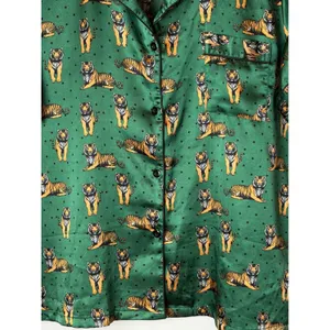 Ekouaer Satin Pajama Set Women XL Green Tiger Print Shorts Set Loungewear thumbnail 11