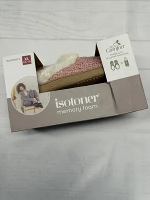 Isotoner NWT Memory Foam Sparkle Evening Sand Pink Foam Hoodback Slippers XL thumbnail 3
