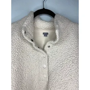Aerie Fleece Pullover Sherpa Women's XL Cream Cozy Soft Quarter Snap thumbnail 2