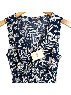 NWT Faherty Sorrento Navy Floral Sleeveless Midi Dress XS Casual Lightweight thumbnail 3