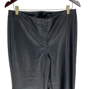Bagatelle Womens Wide Leg Crop Mid Rise Zip Faux Leather Pants Black Size Medium thumbnail 2
