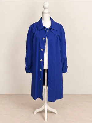 Ralph Lauren Cobalt Blue Belted Long Trench Coat thumbnail 4