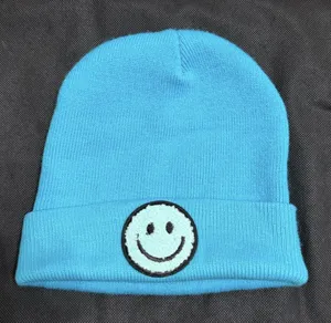 Smile Face Beanie Hats unisex Knit Soft Cuffed Stretchy Beanie Hat - one size thumbnail 1