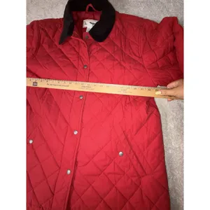 LL Bean Quilted Chore Barn Jacket Ladies Large Red Brown Corduroy Trim VTG thumbnail 8