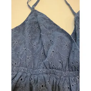 Hollister Blue Eyelet Floral Cami Top Surplice Peplum Empire Waist XS thumbnail 4