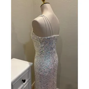 Windsor White Iridescent Sequin One Shoulder Maxi Dress‎ W2BRW070E Med thumbnail 8