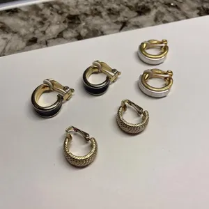 Lot Of 3 Pretty Clip On Clip-on Non Pierced Earrings Hoop - Gold Tone thumbnail 2