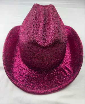 Pink Glitter Cowboy Hat Sparkly Metallic Western Costume Party Cosplay Festival thumbnail 1