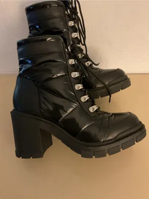 Marc Fisher women black leather platform combat boots US 7.5 thumbnail 11