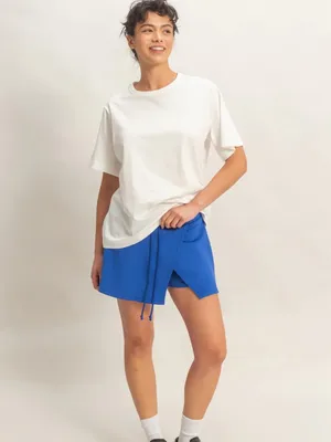 NEW Double Zero Cobalt Blue Scuba Wrap Front Elastic Waist Skort – Medium thumbnail 5