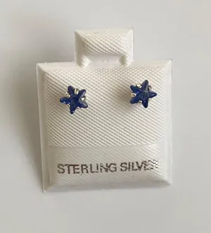 925 Sterling Silver Blue Star Earring Studs thumbnail 1