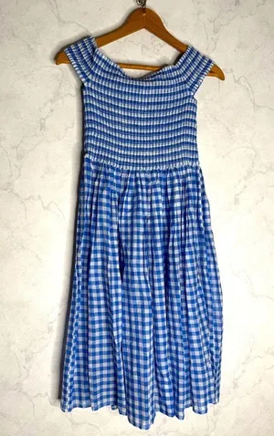 J. crew Gingham Check Smocked Off-the-Shoulder Dress thumbnail 5