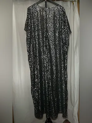 Swimsuits For All Black & Silver Polka Dot V-Neck Swim Coverup with Self Tie thumbnail 4
