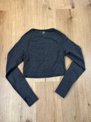 Gymshark Charcoal Grey Cropped Long Sleeve Top thumbnail 6