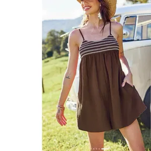 Cupshe Brown Gauze Square Neck Flared Leg Short Romper S NWT Boho Vacation thumbnail 8