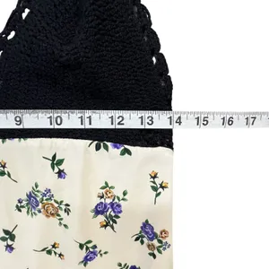 Zara Crochet Satin Maxi Slip Dress Black Cream‎ Lavender Floral Boho Festival S thumbnail 10