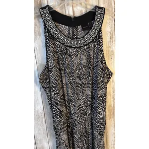 Rafaella Black White‎ Abstract Print Sleeveless Jumpsuit Size Large thumbnail 2