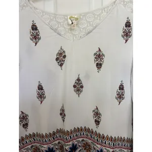 Anthropologie Fig & Flower White Lace Floral Boho 3/4 Sleeve Top XL V-Neck thumbnail 6
