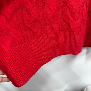 Aerie Vibrant Red Cable Knit Sweater size M oversized unisex thumbnail 9
