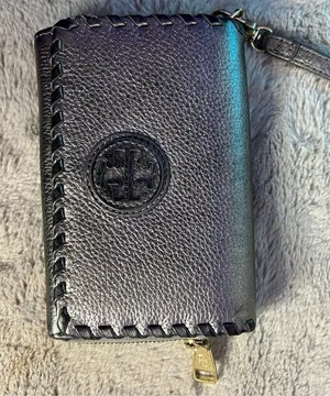 Tory Burch Women's Silver Braided Leather Wristlet Wallet thumbnail 1