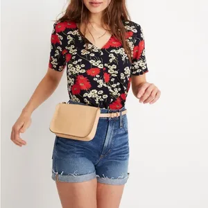 Madewell The Simple Pouch‎ Belt Bag in Linen Cream Leather thumbnail 2