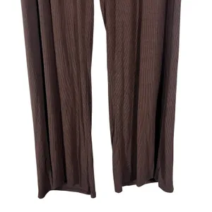 Freckled Poppy Ribbed Solid Wide Leg Pants Brown Boho High Waist Size M thumbnail 3