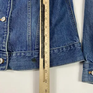 GAP Jeans Denim Trucker Jacket Womens Large Blue Button Front Monogram DJB Faded thumbnail 9