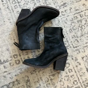 Free People Black Leather Ankle Boots thumbnail 1