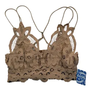 Free People Adella Bralette Womens XS Nude Tan Boho Lace Crochet Festival New thumbnail 1