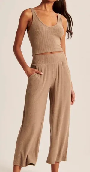 Abercrombie & Fitch Wide Leg Ribbed Knit Lounge Pants thumbnail 1