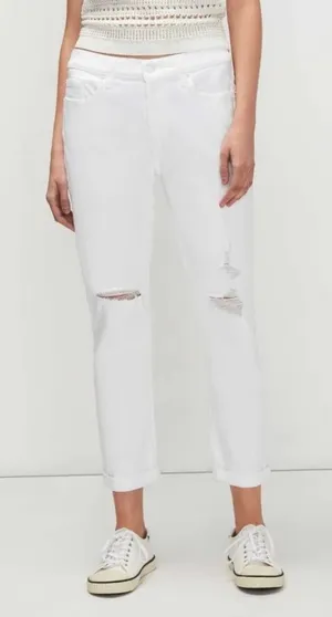 7 for All Mankind Josefina Boyfriend Jean Size 28 Broken Twill White New thumbnail 1