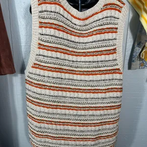 Jones New York Vintage Beige Striped Zip Front Sweater Vest Size 1X EUC thumbnail 4