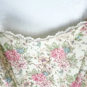 AMERICAN VINTAGE Floral Lace Trim Tie Shoulder Straps Back Zipper Maxi Dress 7/8 thumbnail 5
