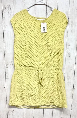 Rag & Bone Dress Women‎ Size 2 Yellow Crepe Short Sleeve Front Tie Mini Pullover thumbnail 1