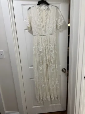 Showpo White lace romper with long skirt thumbnail 3