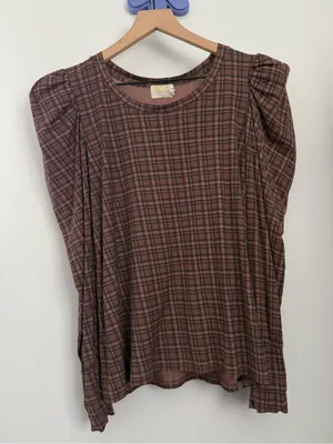 Nation LTD Large Romy Long Sleeve Tee Tartan Plaid Fall Preppy Office Pima thumbnail 2