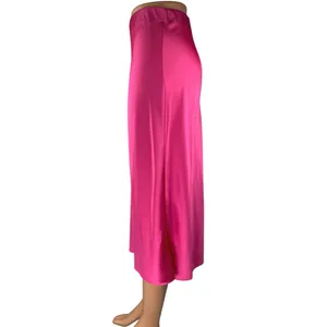 The Drop Women's Pink Silky Satin Mid Straight A-line Flared Slip Skirt Size XS thumbnail 2