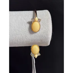 Gold Tone Yellow Oval Cabochon Open Cuff Bracelet Crystal Accent NWT thumbnail 4