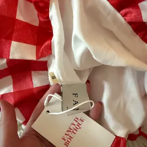 Red and White Gingham Strapless Dress thumbnail 2