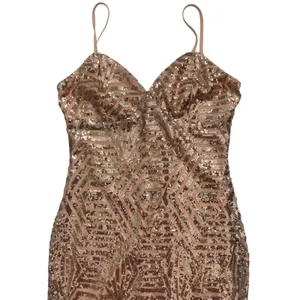 Guess Los Angeles Rose‎ Gold Sequin Geometric Bodycon Mini Dress Small V-Neck thumbnail 2