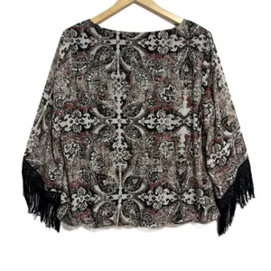 AGB‎ Blouse Multicolor Fringe Boho-Chic Southwestern Festival Party Artsy 2X thumbnail 4