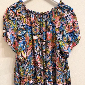 Anthropologie Robin Tiered Mini Dress Women 1X Floral Paisley Multicolor Flutter thumbnail 7